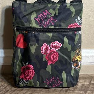 Camouflage Mini Backpack with Floral and Tiger Design
